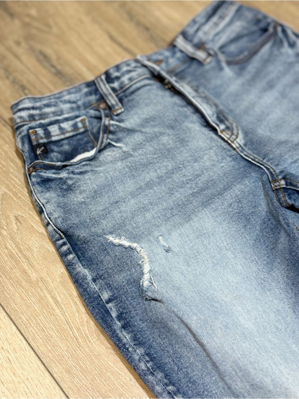 KanCan High Rise Distressed Straight Leg Jeans Raw Hem Size 27 - Picture 7 of 14